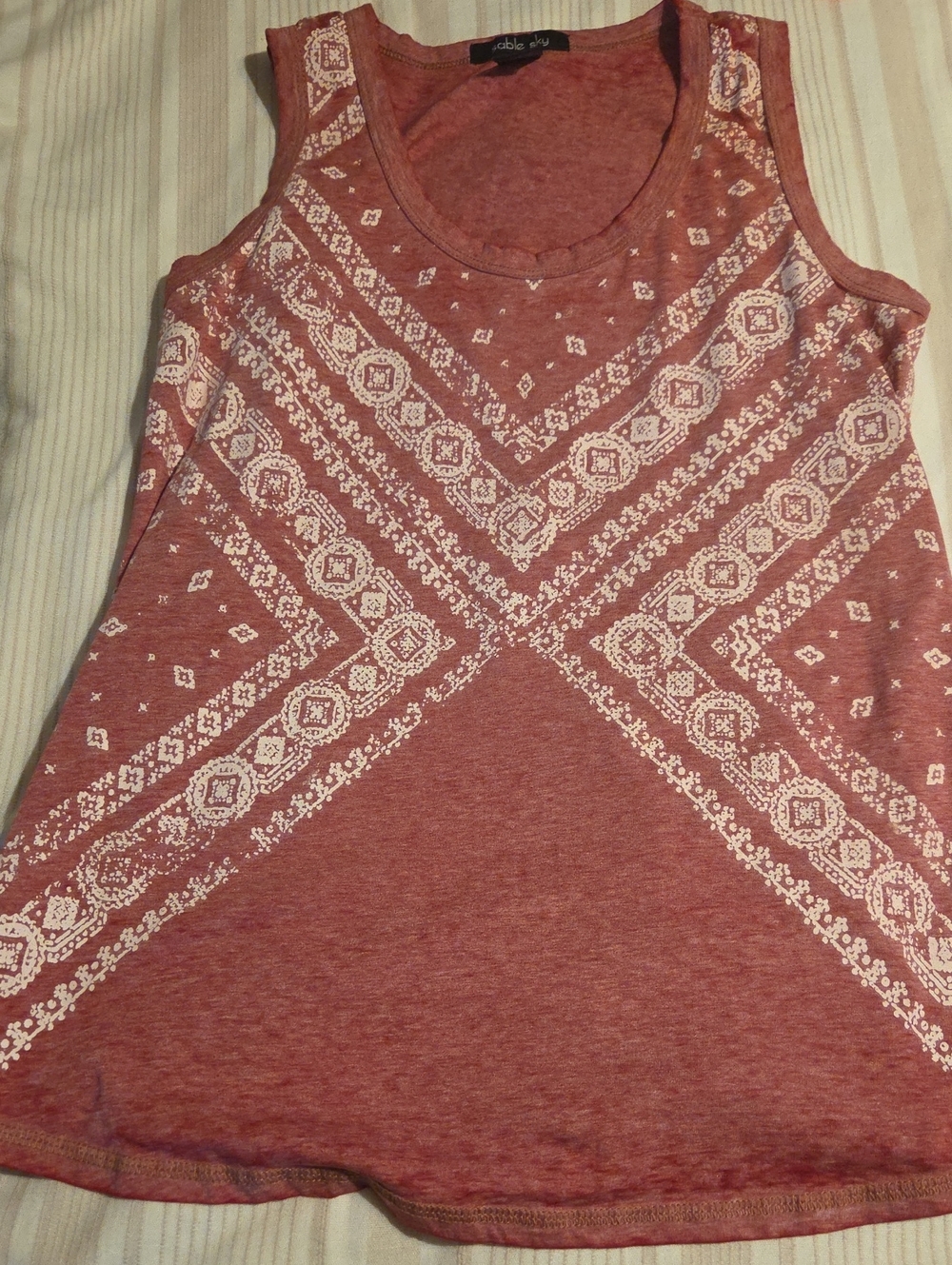 Women's Rust Red Printed Sleeveless Tank